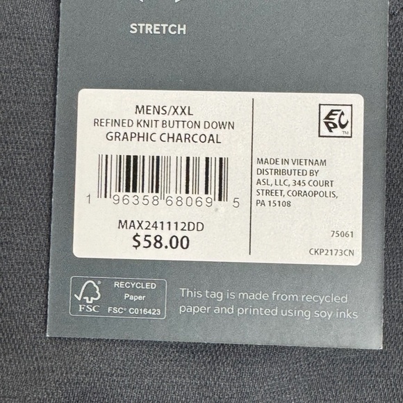NWT Men’s VRST Refined Knit Short Sleeve Button Up Shirt Graphic Charcoal SZ XXL - Picture 9 of 11